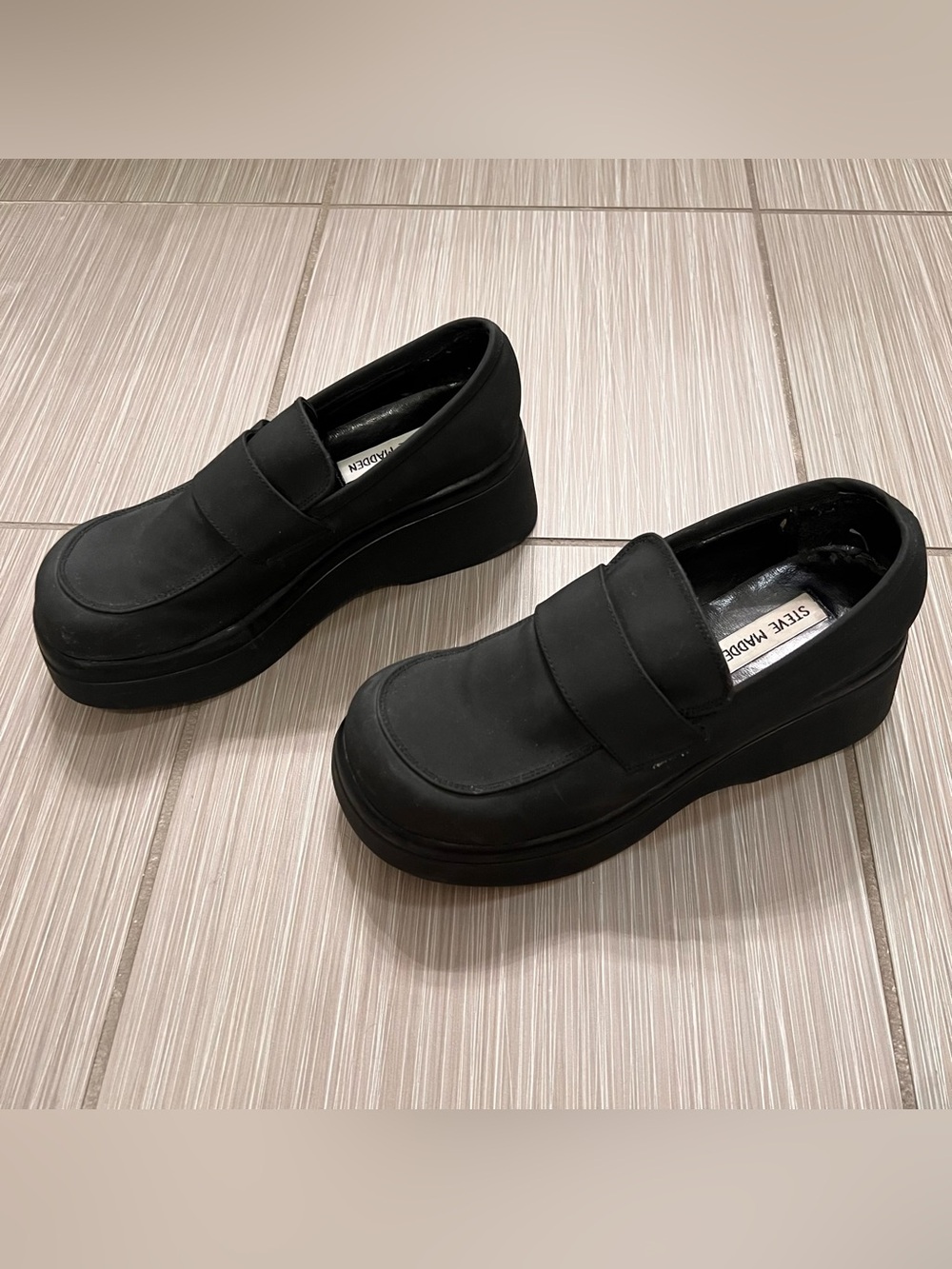90s Y2K Steve Madden Platform Chunky Loafers vintage black vintage
